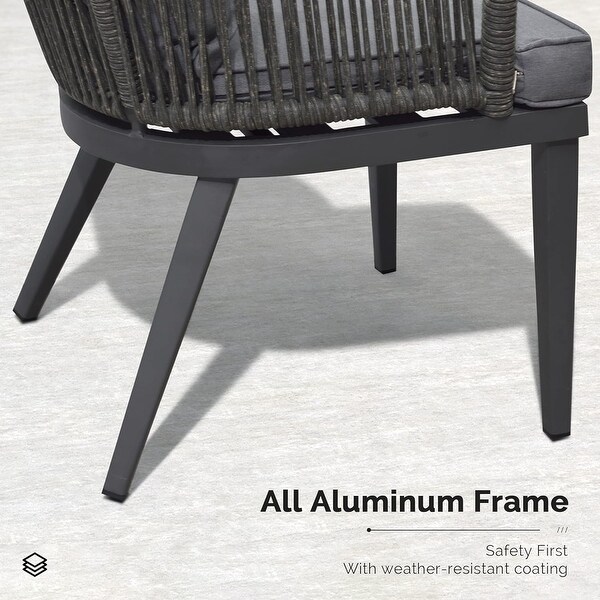 PURPLE LEAF 711 Patio Dining Set,Aluminum Frame Table,Wicker Chairs