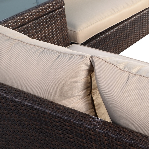 Costway 2PCS Patio Conversation Set Sectional Sofa Furniture Cushioned