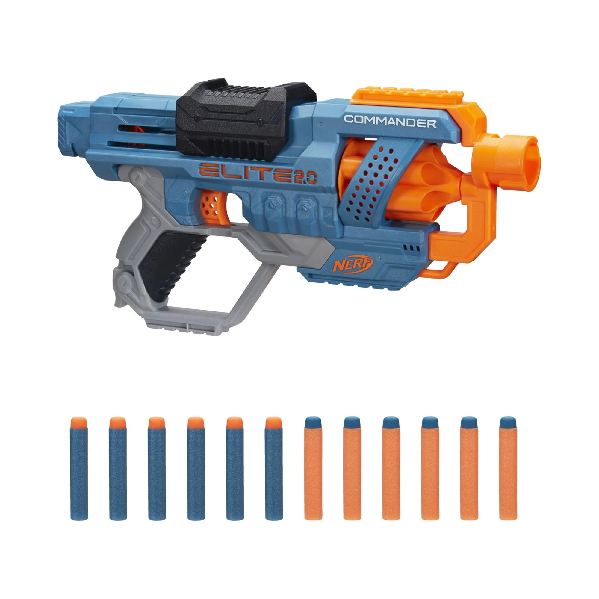 Nerf Elite 2.0 Commander RD-6 Blaster, 12 Official Darts, 6-Dart Rotating Drum, Kids Toys for Outdoor Summer Games Ages 8 and Up
