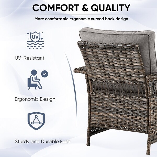 Patio Sofa with Club Chairs,Ottomans,Table