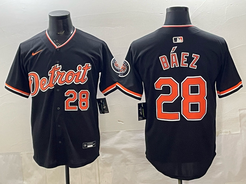 Men's Detroit Tigers Javier Baez #28 Black Alternate Stadium Jersey