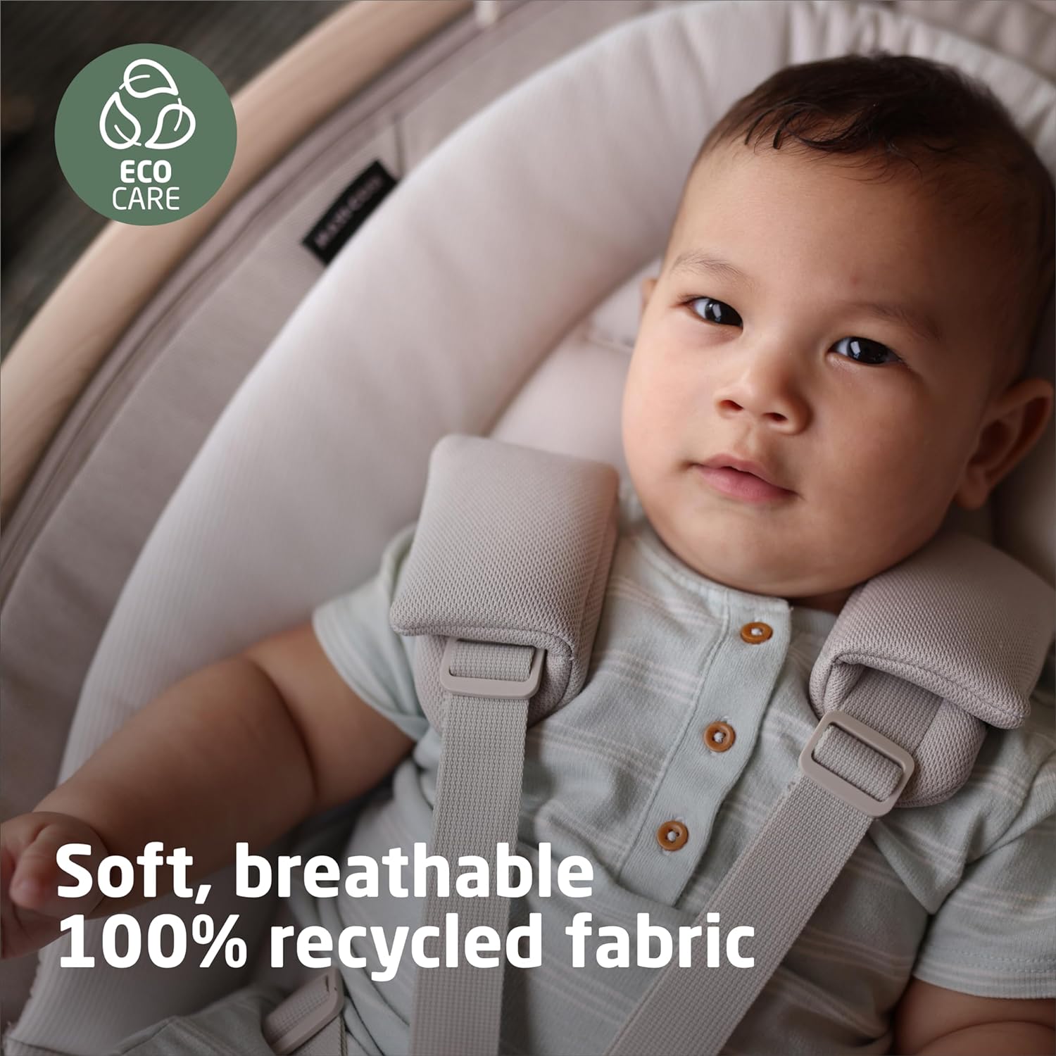 Maxi-Cosi Cassia Baby Swing, 360 Rotating, Portable & Lightweight, EcoCare Fabric, Music & Nature Sounds, Classic Oat