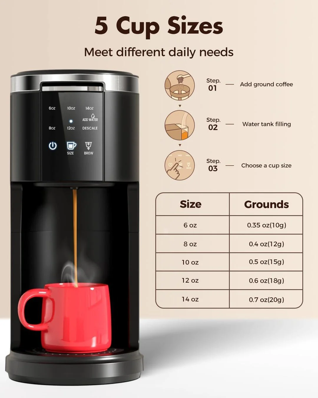 Kismile Coffee Maker,  Programmable Drip Coffee Makers ,Timer, Self-cleaning,Stainless Steel