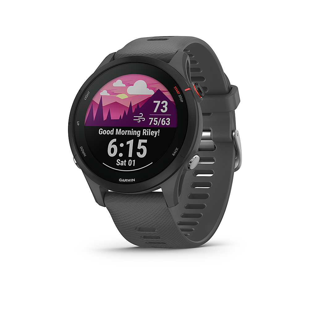 Garmin - Forerunner 255 GPS Smartwatch 46 mm Fiber-reinforced polymer - Slate Gray