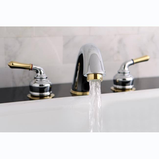 Kingston Brass Magellan Chrome u0026 Polished Brass Two-Handle Roman Tub Filler KC364