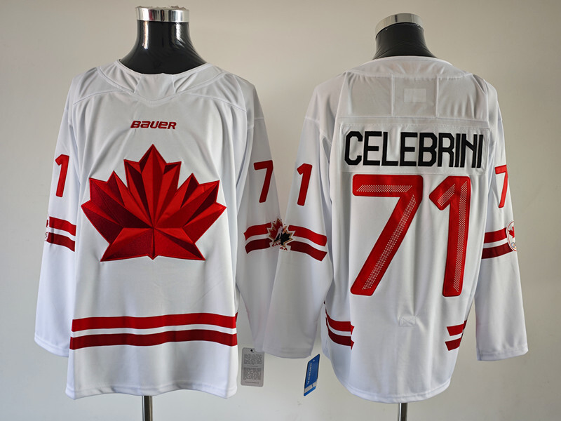 Men's Canada Hockey Connor Celebrini #71 White 2026 Winter Olympics Jersey