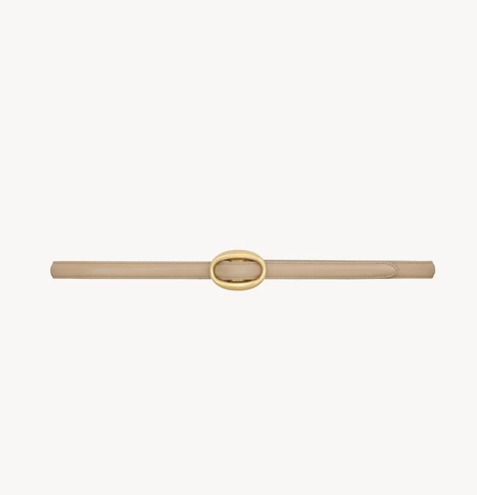 YSL OVAL BUCKLE THIN REVERSIBLE BELT IN SMOOTH LEATHER