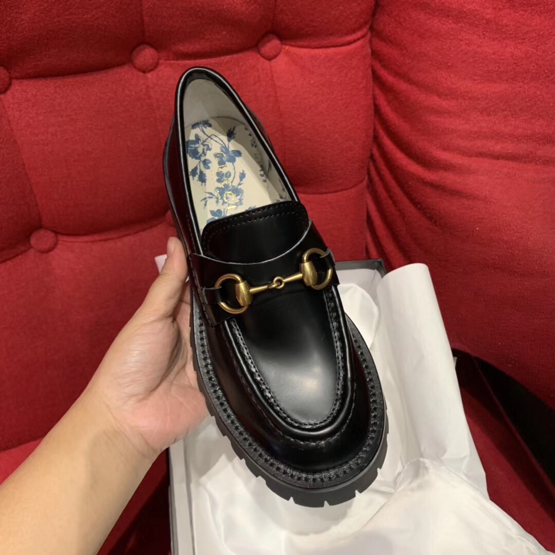 Gucci Women?S Leather Loafers Horsebit Black