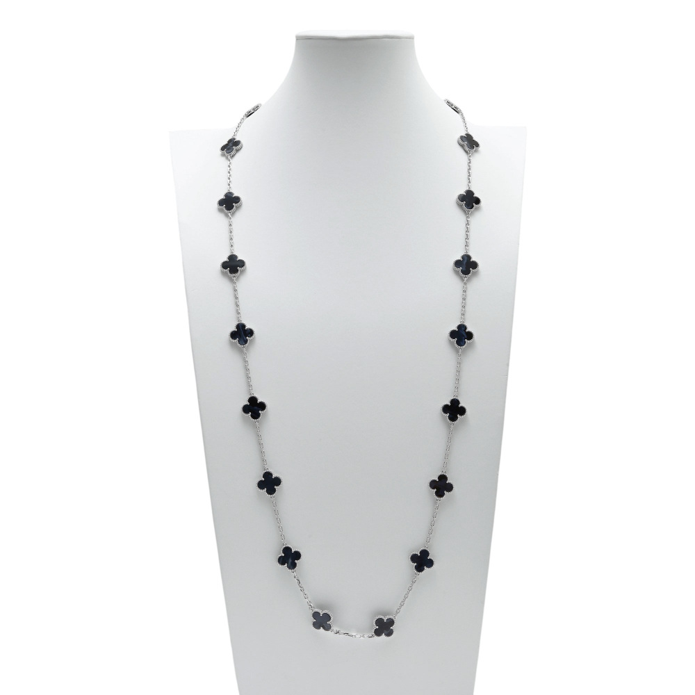 Van Cleef & Arpels Vintage Alhambra 20 Motifs Pietersite Necklace 18K White Gold VCARP7S500