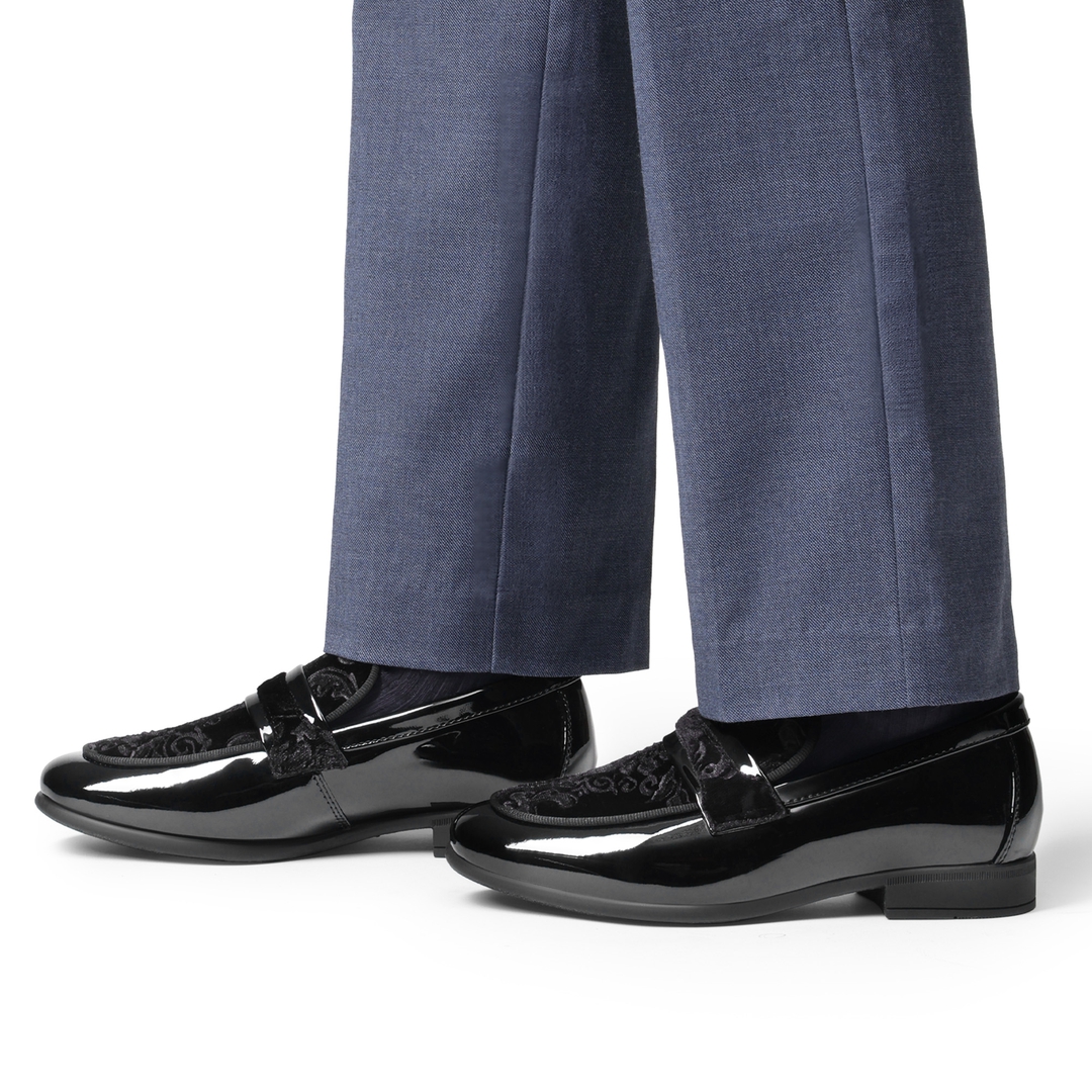Boy's Tuxedo Patent Classic Velvet Loafers