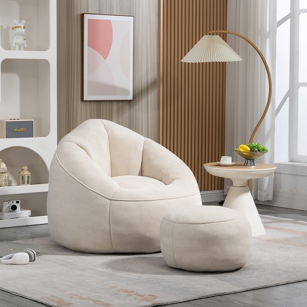 Bean Bag Sofa Chair Foam Bean Bag Chair with Padded Foam Padding and Footrest