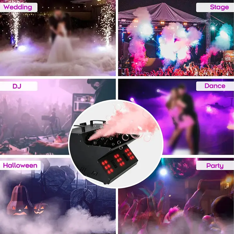 TC-Home 3-in-1 Fog & Bubble Machine – DMX-Controlled, 18 RGB LEDs, Dual Bubble Fans