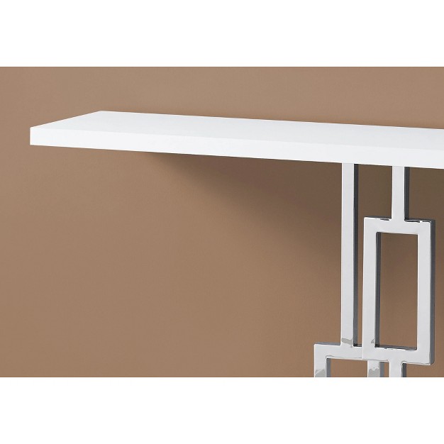 Monarch Specialties 47 25 Inch Contemporary Modern Geometric Metal Base Console Accent Table For Entryways And Living Rooms Glossy White