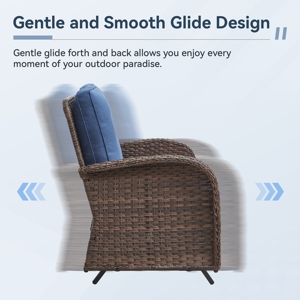 Gymojoy Stylish Patio Loveseat Glider Sofa with Cushions