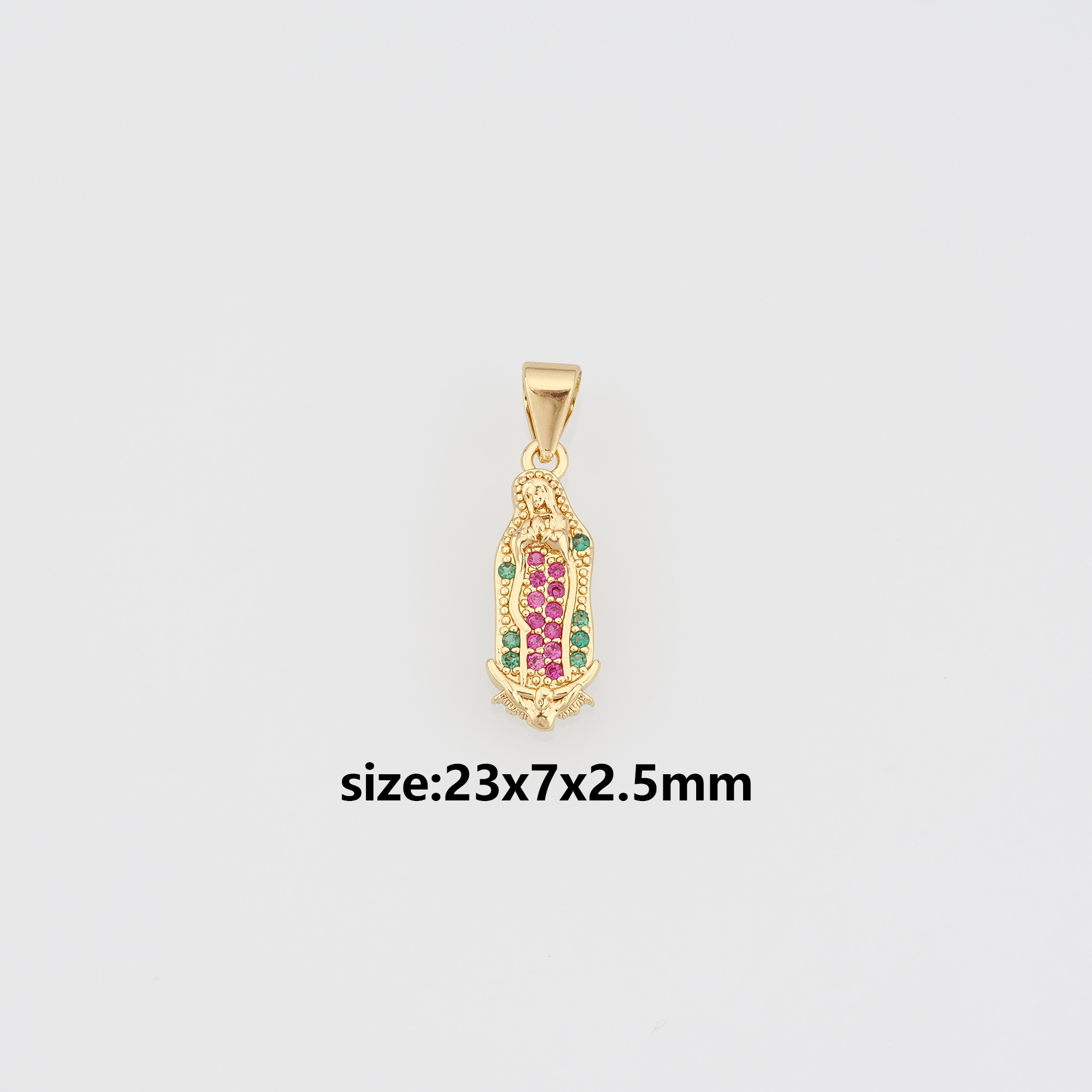 18K Gold Filled Virgin Mary Pendant,CZ Micro Pave Religious Charm Earrings Necklace for DIY Jewelry Making Supply
