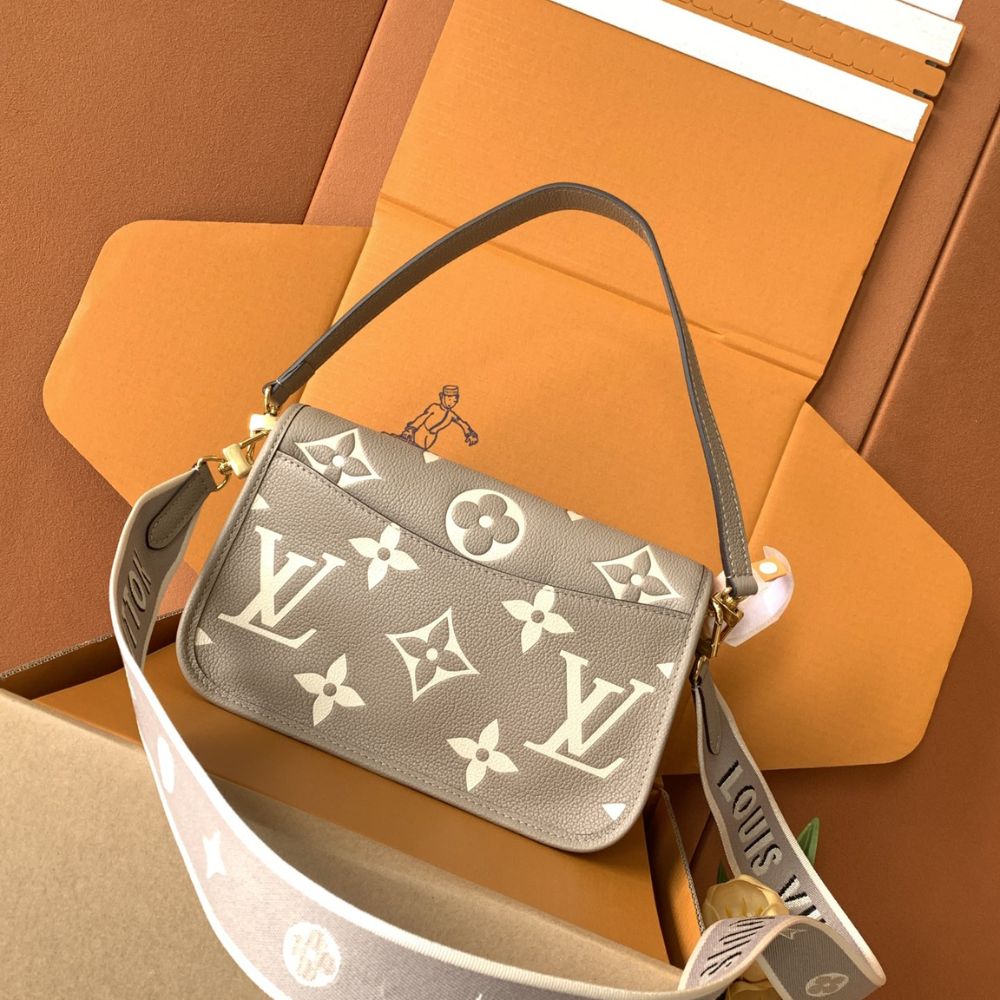 [Premium Quality] – Louis Vuitton Diane Monogram Empreinte Leather Beige 9.4 Inches M46583