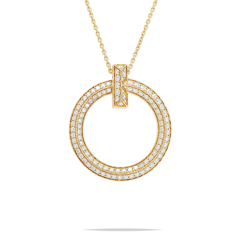 Tiffany & Co. Tiffany T Circle Necklace 18K Yellow Gold Diamond