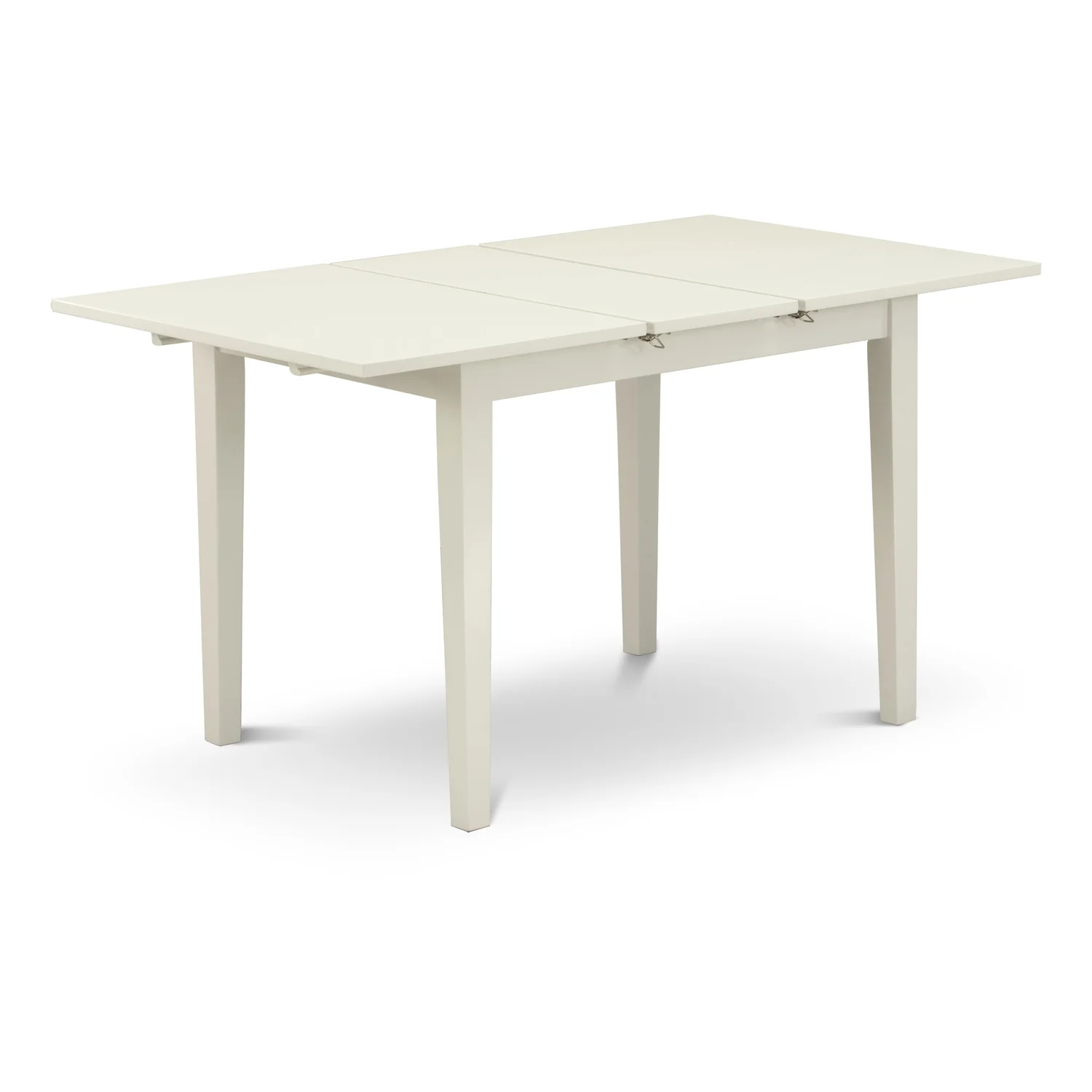 HomeStock Beachy Boho 5-Piece Wood Dinette Set 4 Modern Dining Chairs With Slatted Back And Wooden Seat And Butterfly Leaf Dining Table With Rectangular Top And 4 Legs- Linen White Finish