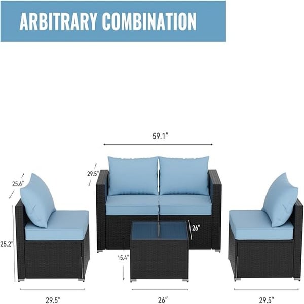 5Piece Patio Wicker Rattan Sectional Sofa Set