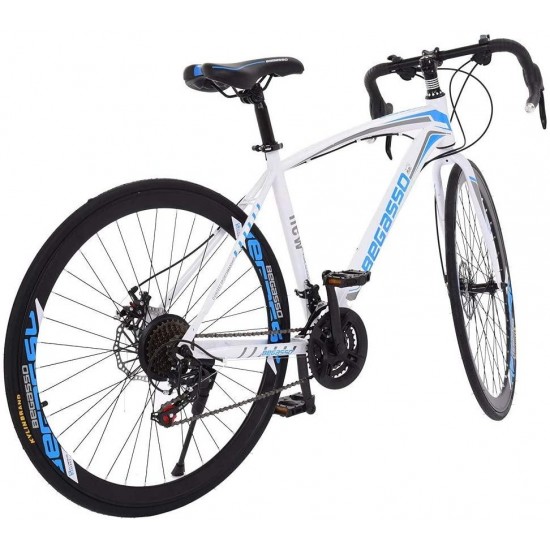 Aluminum Road Bike,700C Racing Bicycle with 21 Speed Derailleur System Disc Brakes Bicycles City Commuter Bike, Lightweight Durable Road Bike Mens/Womens Fashionable Bikes
