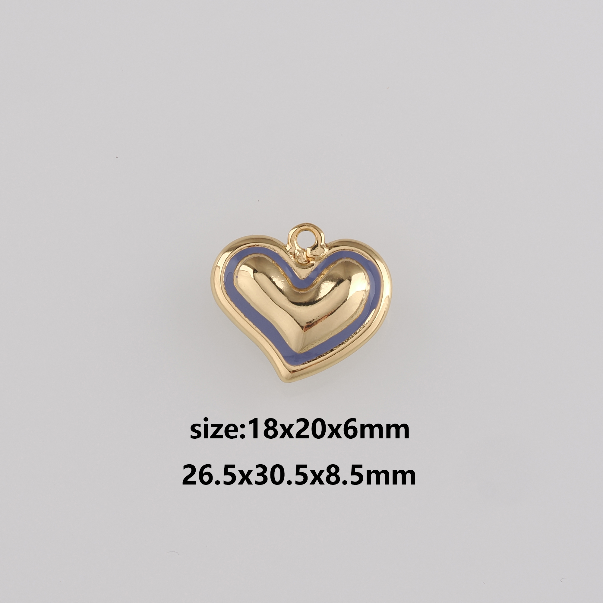 18K Gold Filled Heart Pendant,Enamel Heart Charm Earrings Necklace for DIY Jewelry Making Supply