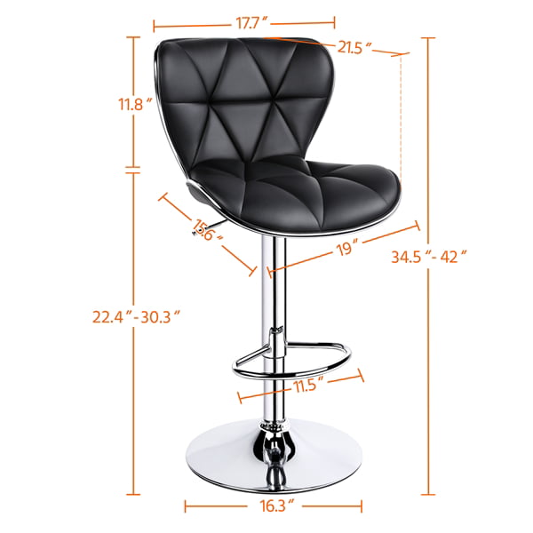 Alden Design Adjustable Midback Faux Leather Bar Stool, Set of 2