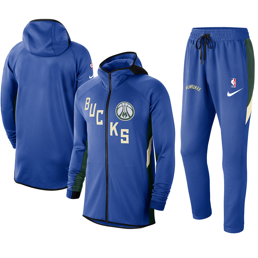 Men's Milwaukee Bucks Royal 2019/20 Showtime Full-Zip Therma Flex Performance Hoodie