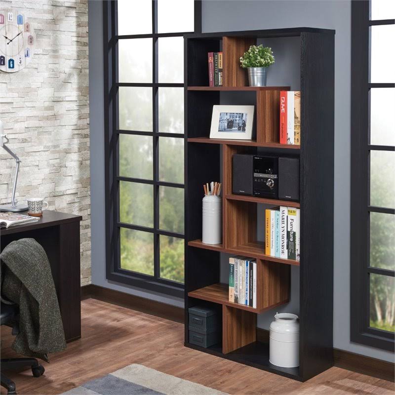 Bowery Hill Cube Bookcase in Black and Walnut - BH-1639808