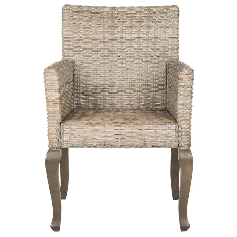 Safavieh Alearda Natural-Finish Dining Chairs (Set of 2) – Solid Wood Construction, 23″W x 24.4″D x 34″H
