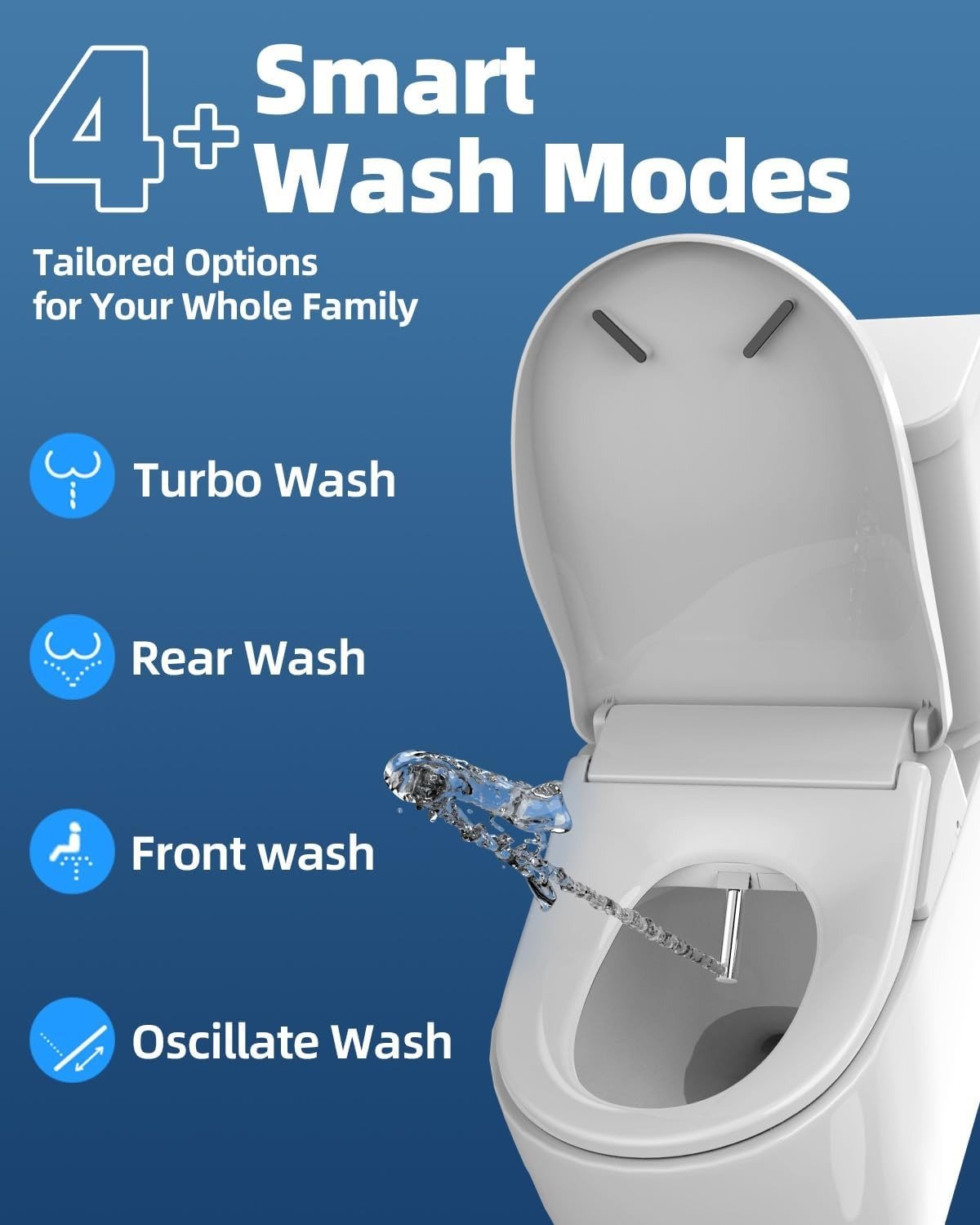 Elongated Electric Bidet Toilet Seat with Instant Warm Water & Dryer, Wireless Remote Bidet