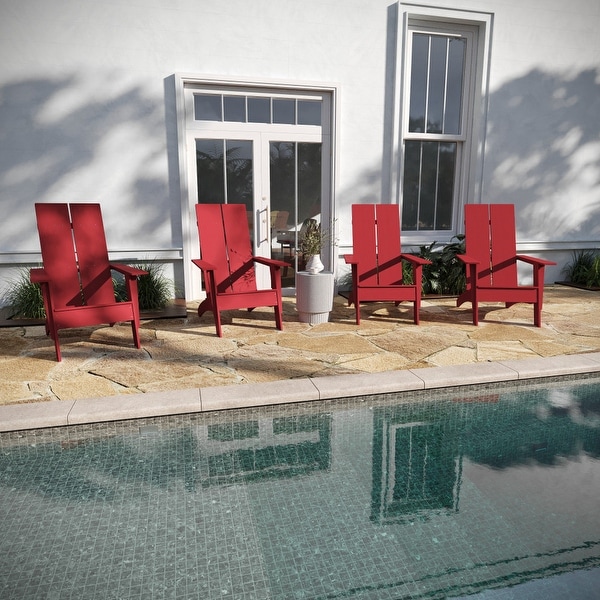 Modern Dual Slat Back Adirondack Style Chairs,Set of 4