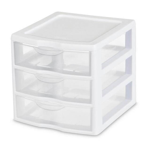 Sterilite Clearview Plastic Multipurpose Small 3 Drawer Desktop Storage Organization Unit For Home Classrooms Or Office Spaces