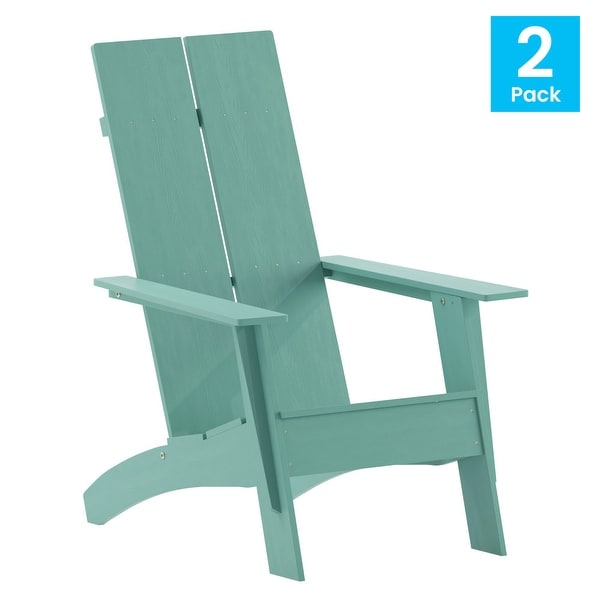 Modern Dual Slat Back Adirondack Style Chairs,Set of 2
