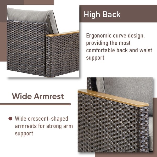 5 Pieces Wicker Patio Chair with Ottoman Set