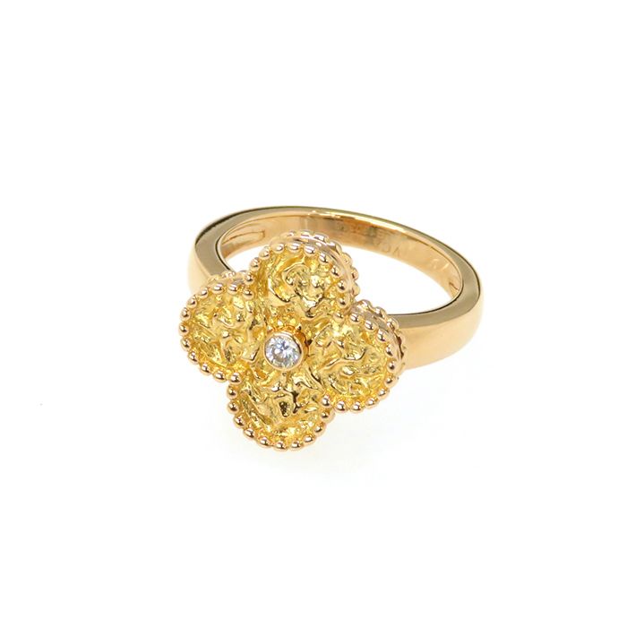 Van Cleef & Arpels Vintage Alhambra Diamond Ring 18K Rose Gold