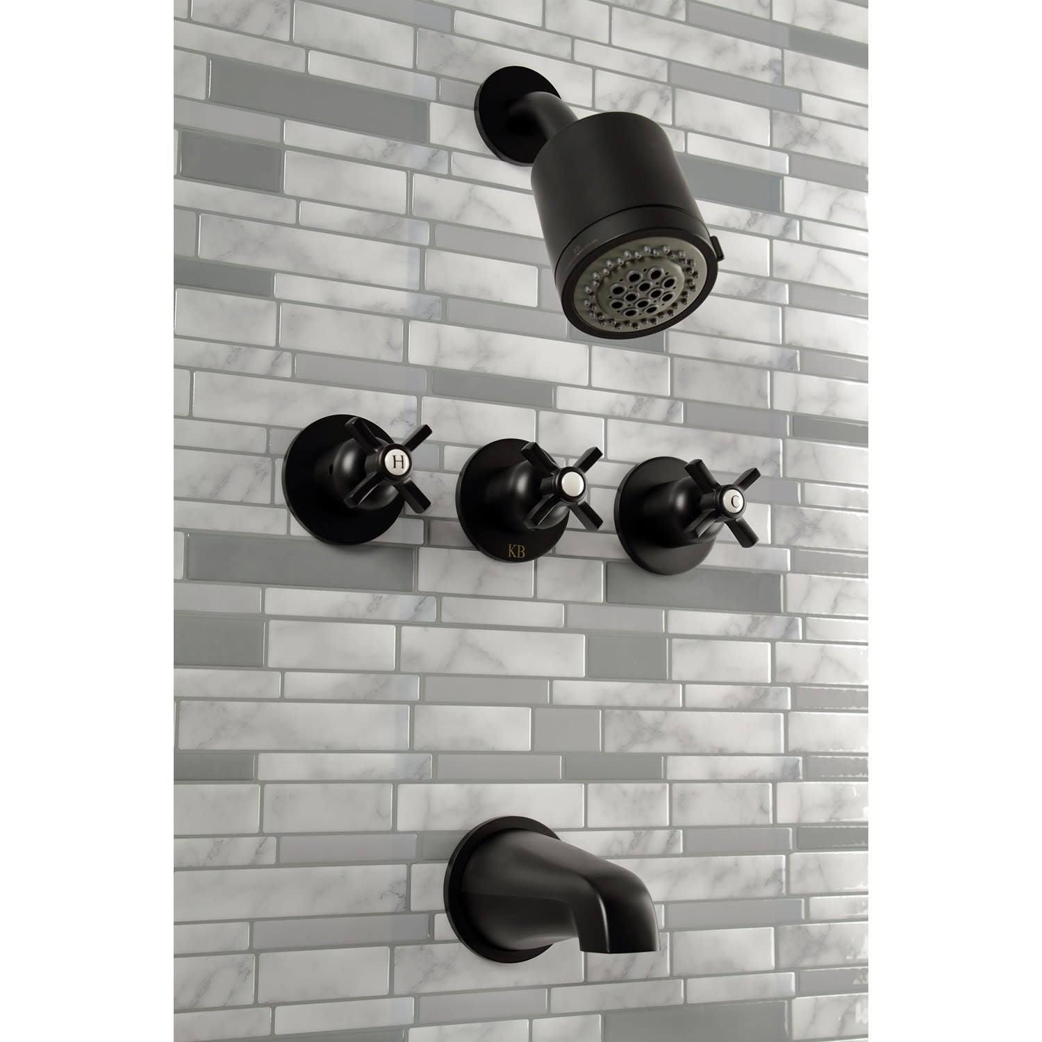 Kingston Brass KBX8135ZX Millennium Three-Handle Tub and Shower Faucet, Oil Rubbed Bronze
