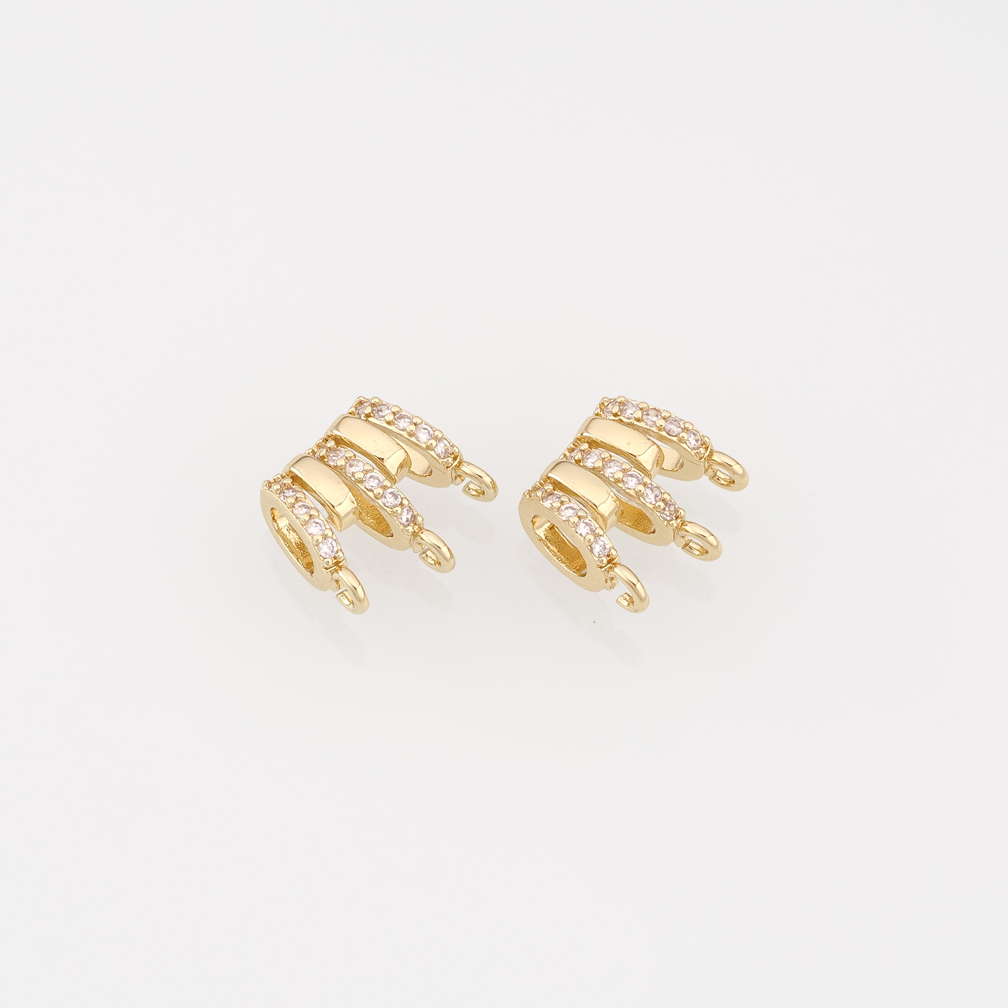 18K Gold Filled Barrel Beads With Ring,CZ Micro Pave Tube Spacer Beads for Bracelet Jewelry Necklace Making Supply