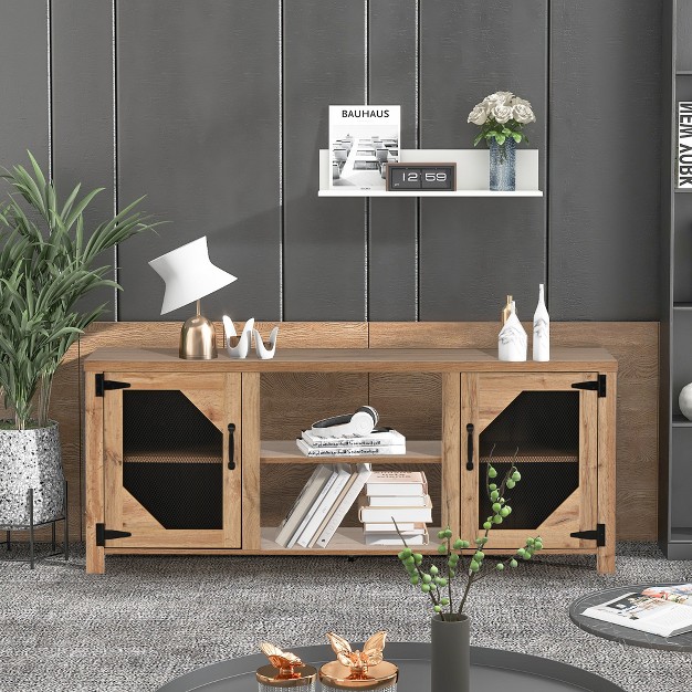 Tv Stand For Tvs Up To 65 x27 x27 With Large Storage Space Entertainment Center With 3 Levels Adjustable Shelves modernluxe
