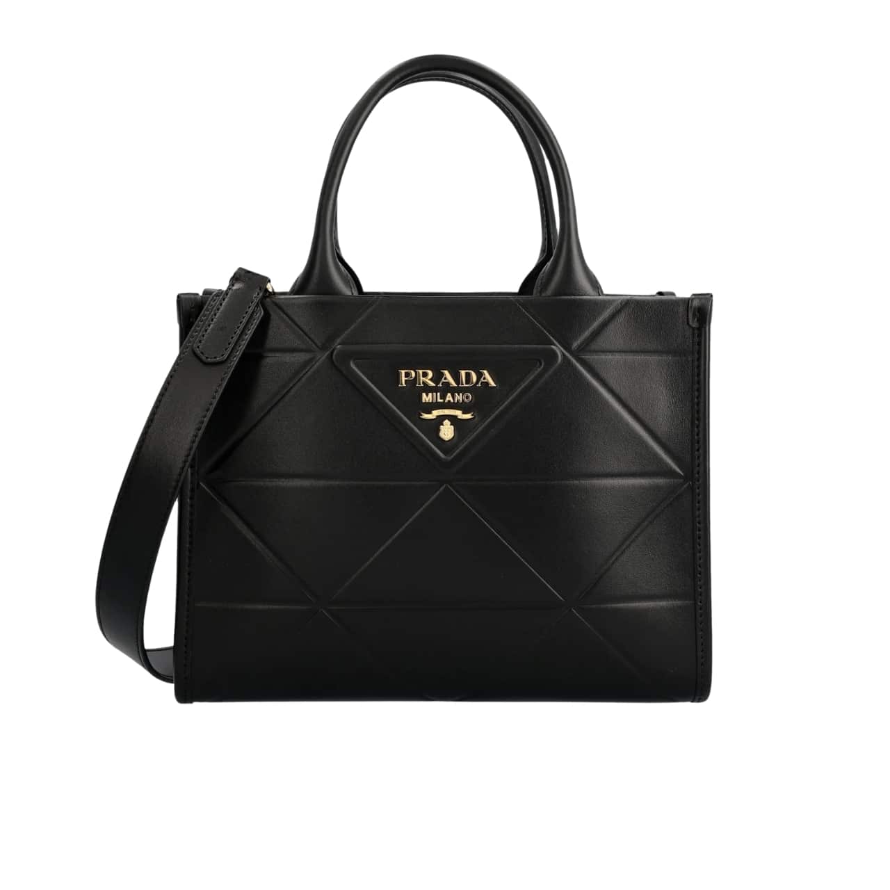 Prada Small Symbole Bag With Topstitching Black 28Cm