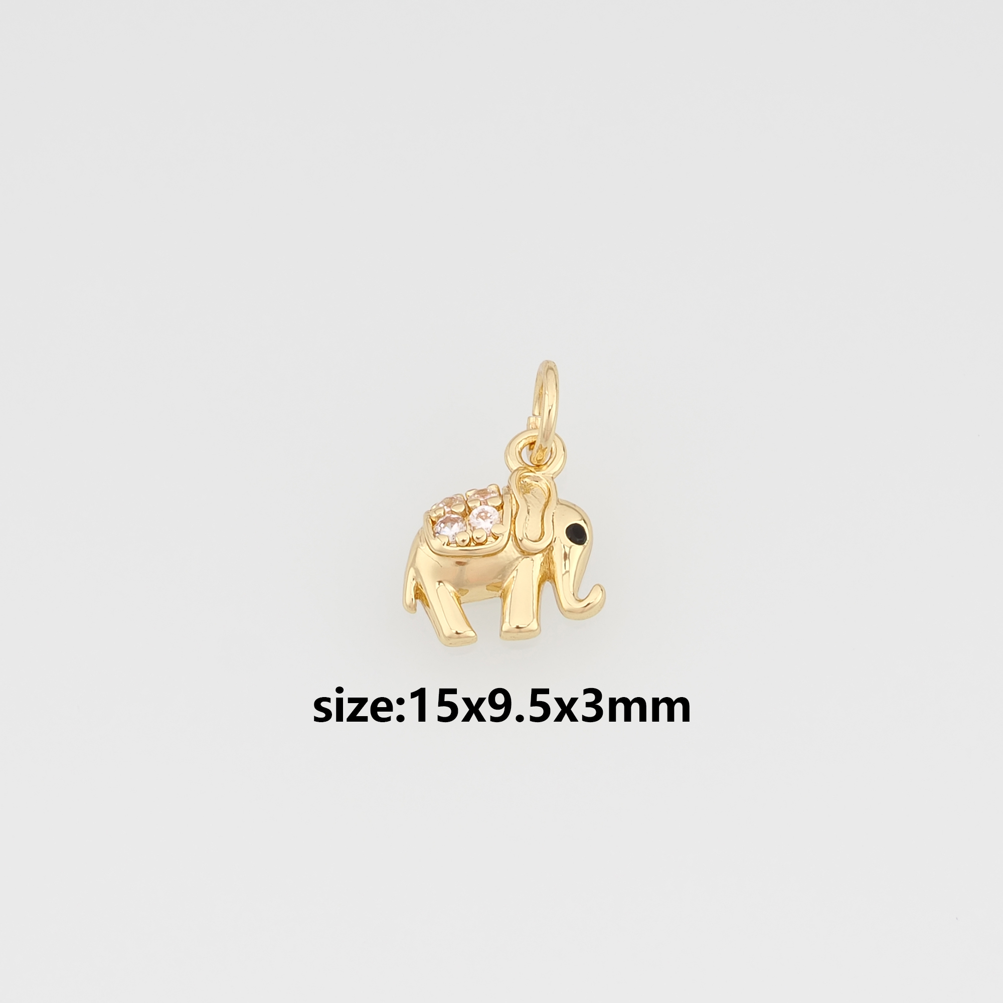 18K Gold Filled Elephant Pendant,CZ Micro Pave Elephant Charm Earrings Necklace for DIY Jewelry Making Supply