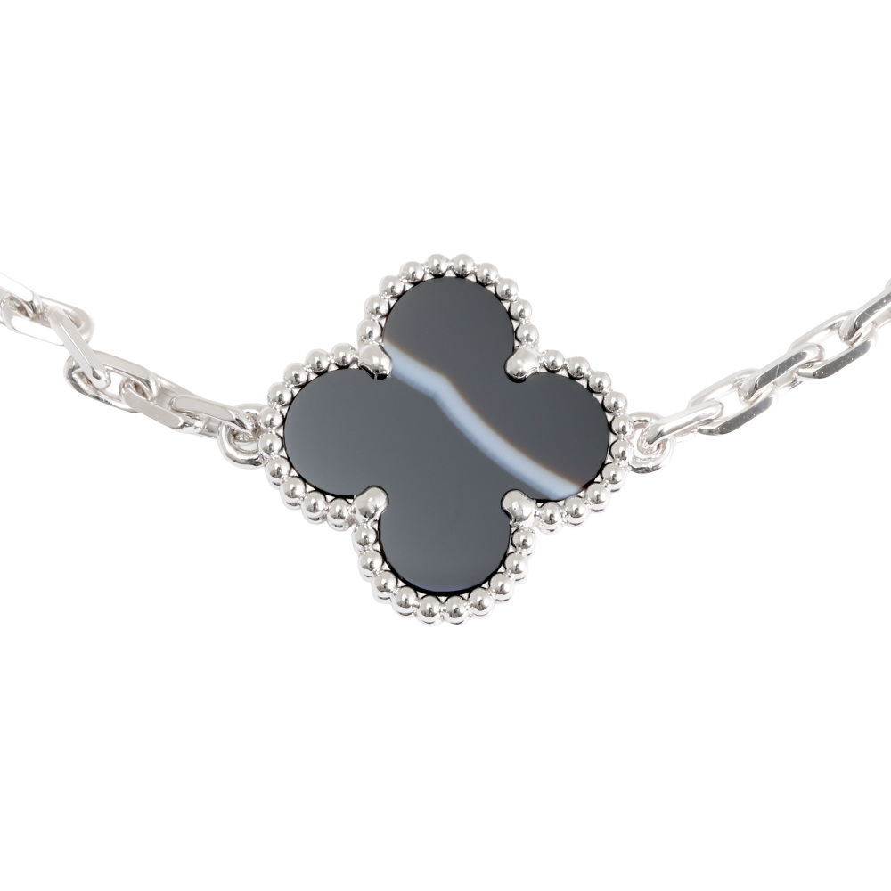 Van Cleef & Arpels Vintage Alhambra Bracelet 18K White Gold Onyx VCARPMOLOO