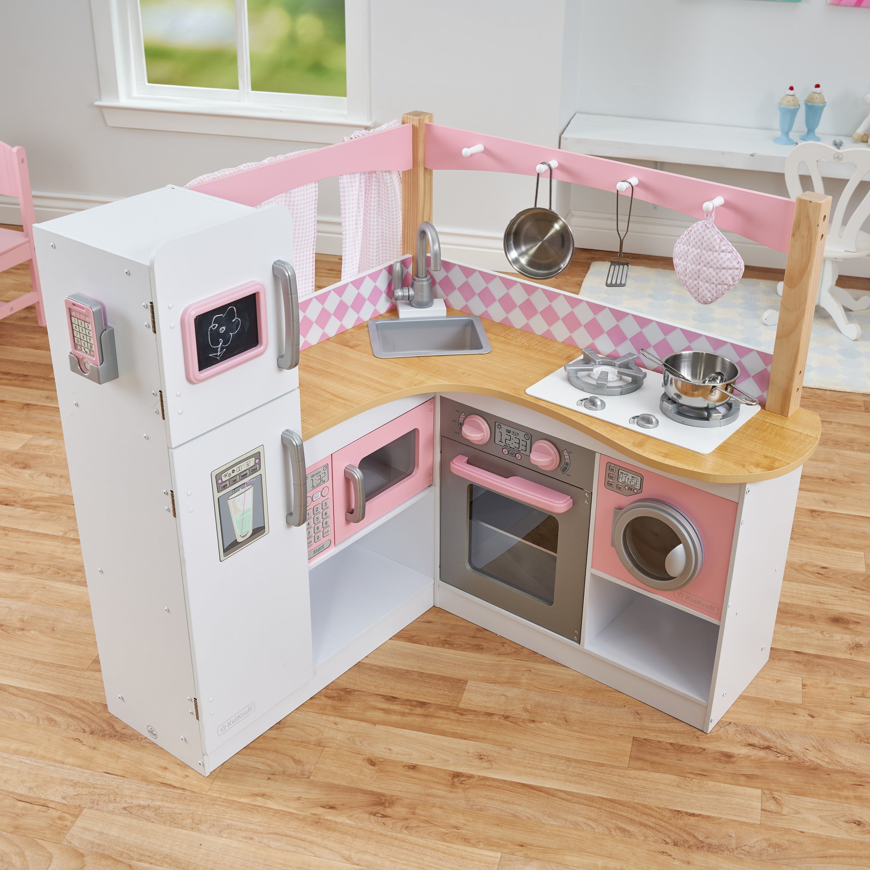 KidKraft Grand Gourmet Corner Play Kitchen with 5-Piece Accessory Play Set