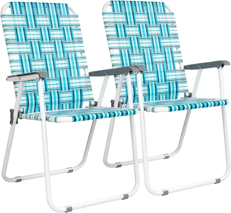 VINGLI Foldable Webbed Lawn Chairs – 2-Pack Portable Beach & Outdoor Seating
