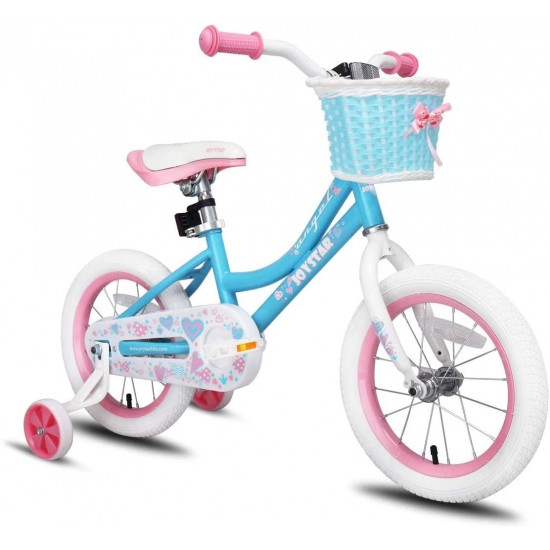 Angel Girls Bike 12 14 16 18 Inch Kids Bike with Training Wheels for 2-9 Years Old, 18 Inch Kids Bike with Kickstand, Toddler Bicycle