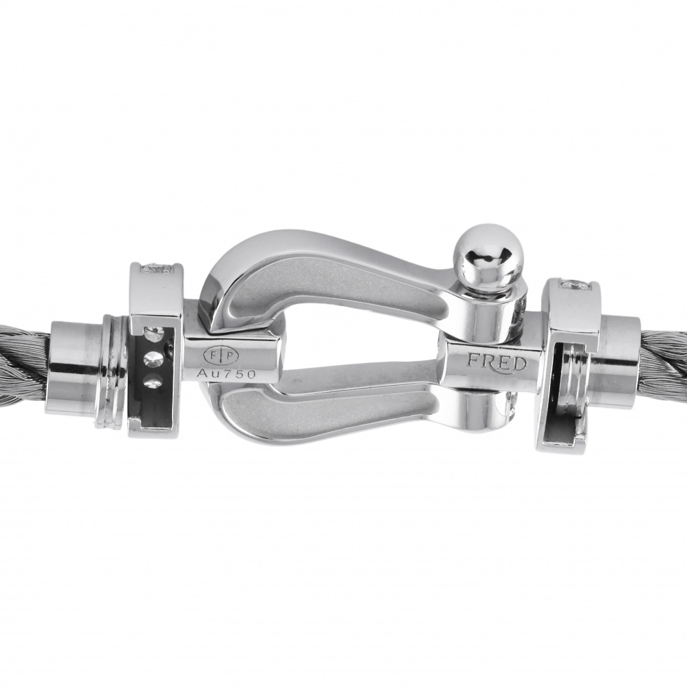 FRED Force 10 Lm Bracelet 18K White Gold & Stainless Steel Diamond 0B0050-6B0165