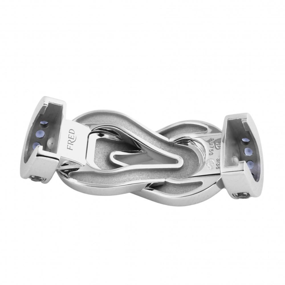 FRED Chance Amphini Lm Sapphire Diamond Buckle Ginza Limited 36 Bracelet 18K White Gold & Stainless Steel