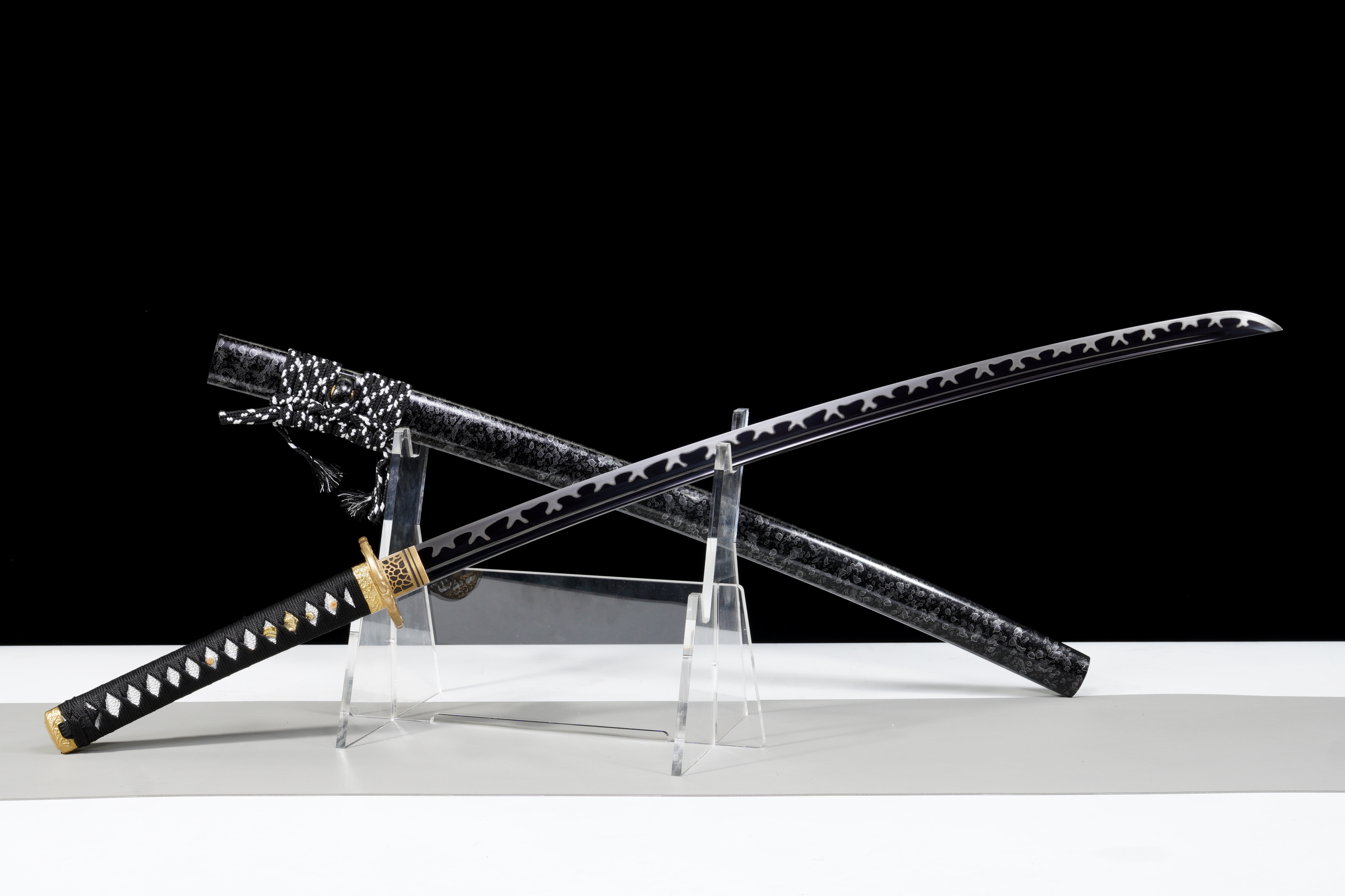 Handmade Katana 9260 Spring Steel Black Blade Dark Dragon Full Tang