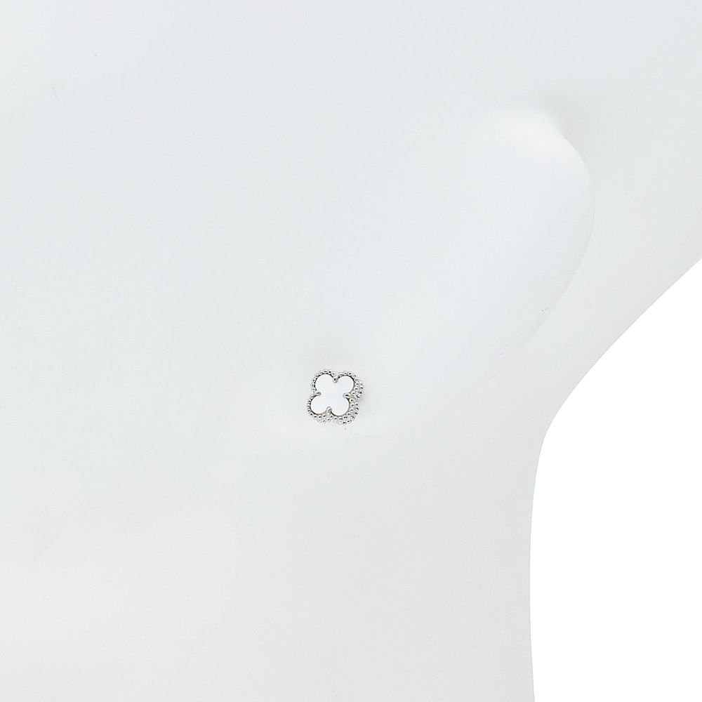 Van Cleef & Arpels Sweet Alhambra Earrings 18K White Gold Mother of Pearl VCARG12000