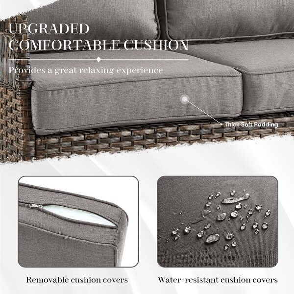 Patio Sofa with Club Chairs,Ottomans,Table