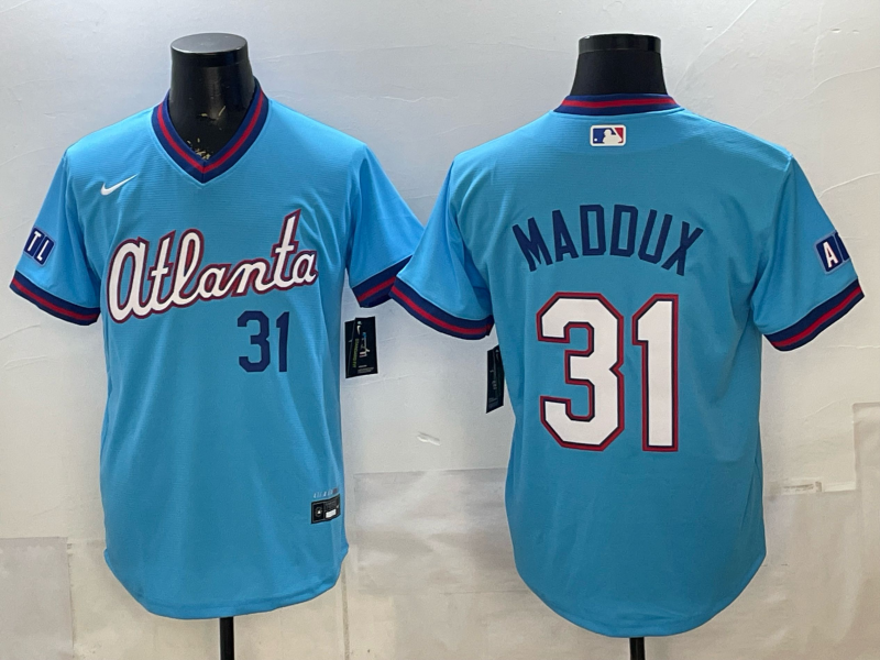 Men's Atlanta Braves Greg Maddux #31 Powder Blue 2026 City Connect Stadium Jersey